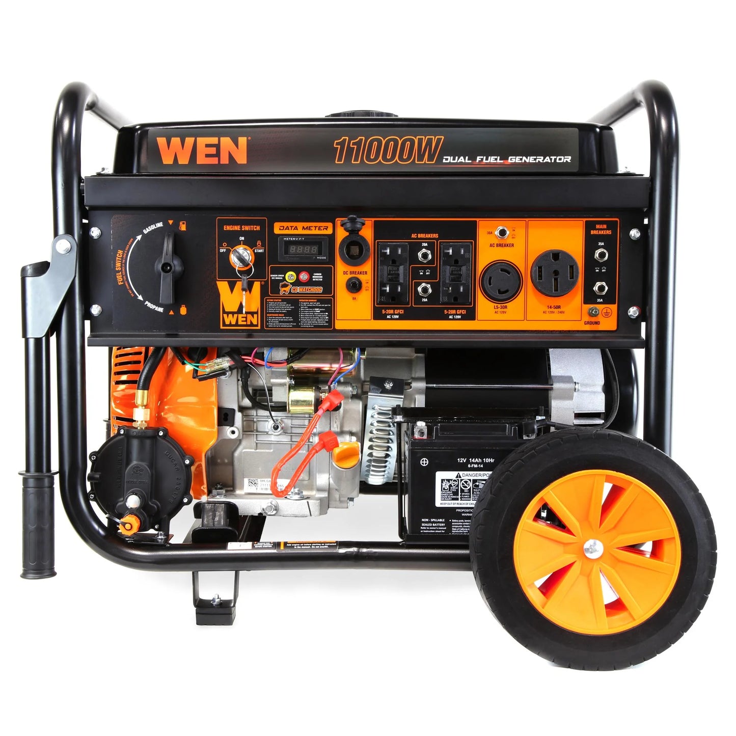 WEN 11000-Watt 120-Volt/240-Volt Dual Fuel Transfer-Switch Ready Electric Start Portable Generator with Wheel Kit and CO Shutdown Sensor