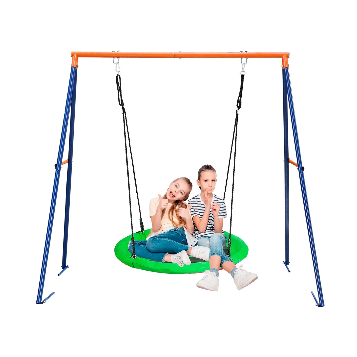 ZenSports 40&#8221; Kids Flying Saucer Swing with Swing Stand Set 440lbs Heavy-Duty Frame Outdoor Fun Green