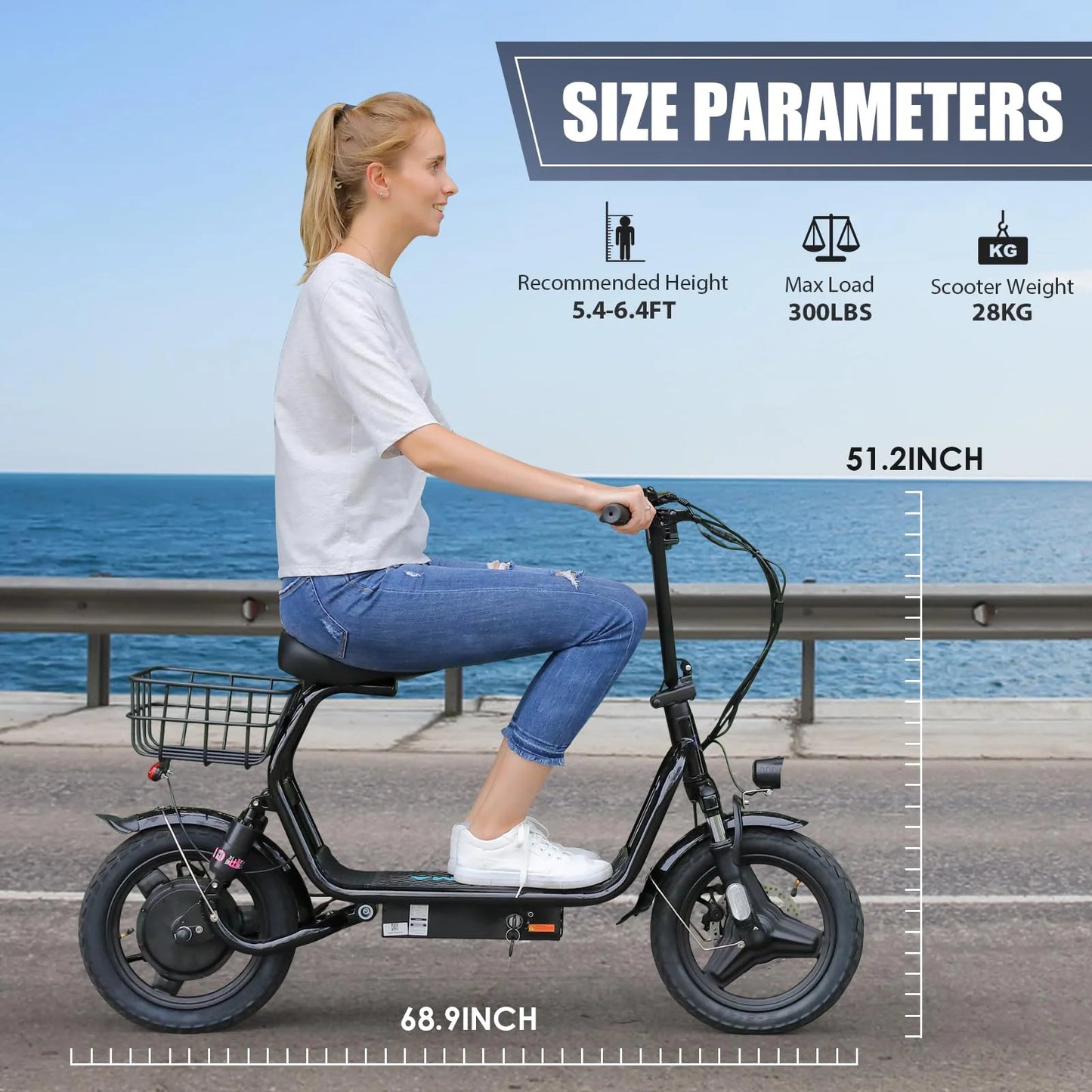 500W Electric Scooter with Seat for Adults, Max Speed 20 Mph Up to 25 Miles Range, 14&#8243; Tire for Commuting Scooter, Black