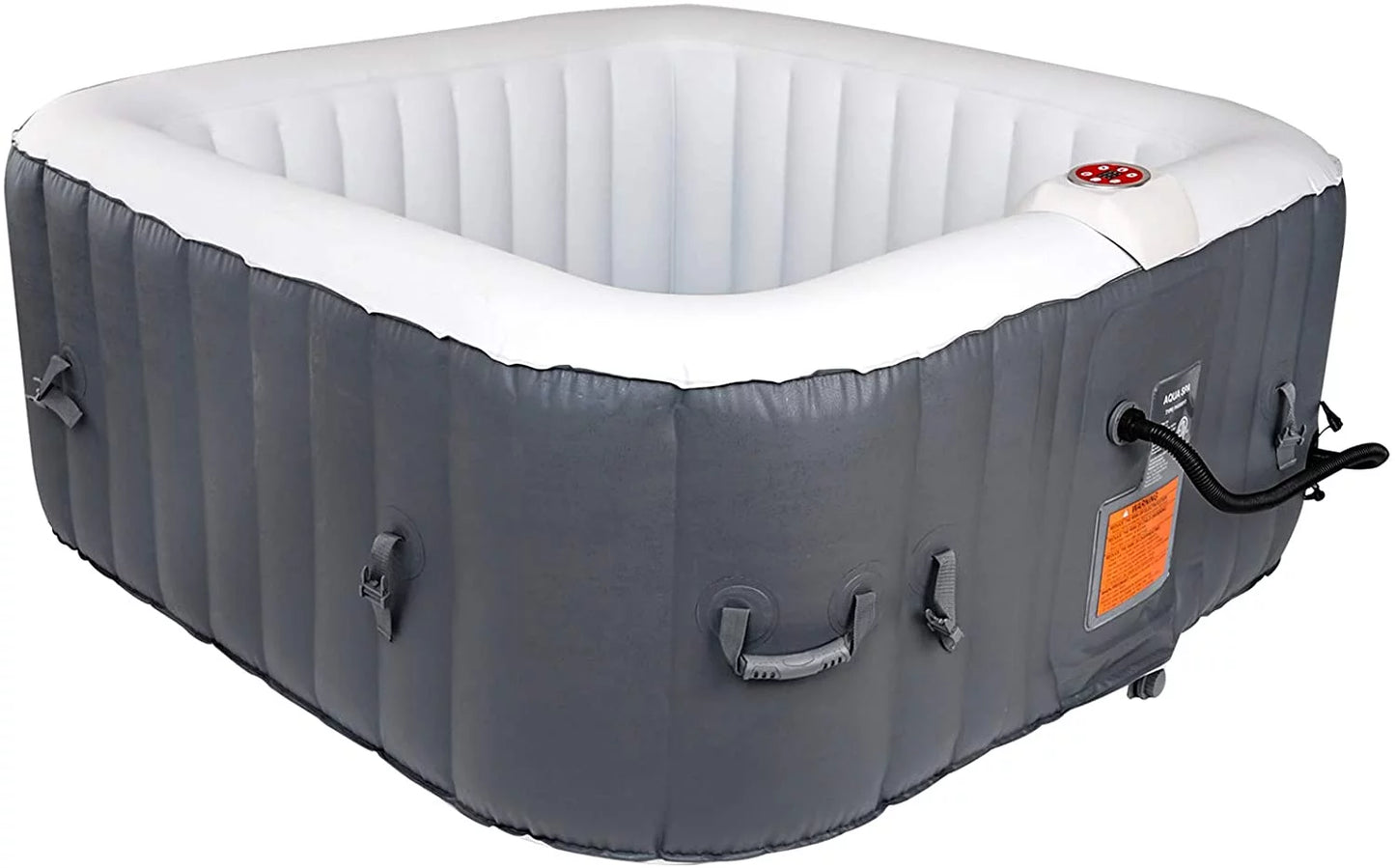 Wejoy Portable Hot Tub Air Jet Spa 2-3 Person Inflatable Outdoor Heated to max of 104?H(40??),61X61X26 inch,600 L / 158 Gal,Grey