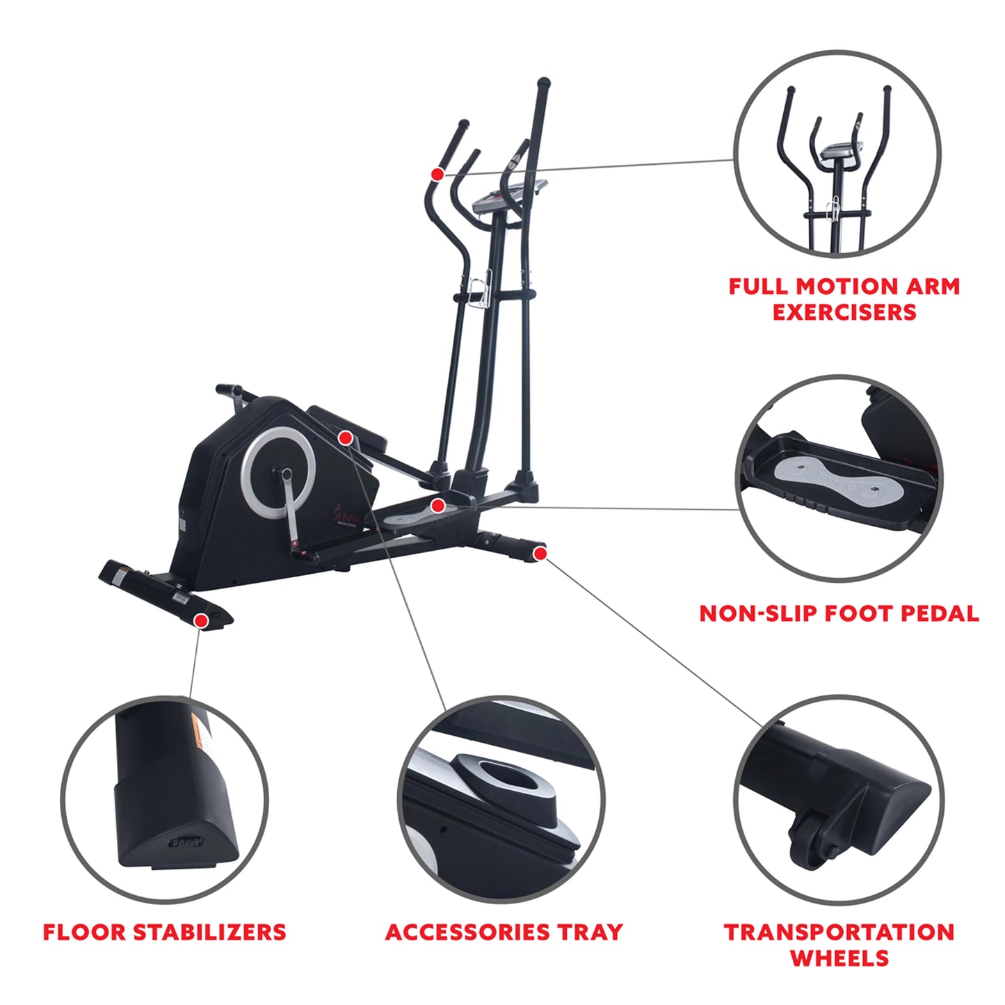 Sunny Health &#038; Fitness Programmable Cardio Elliptical Machine Cross Trainer for Home Exercise Workout Equipment , SF-E3890