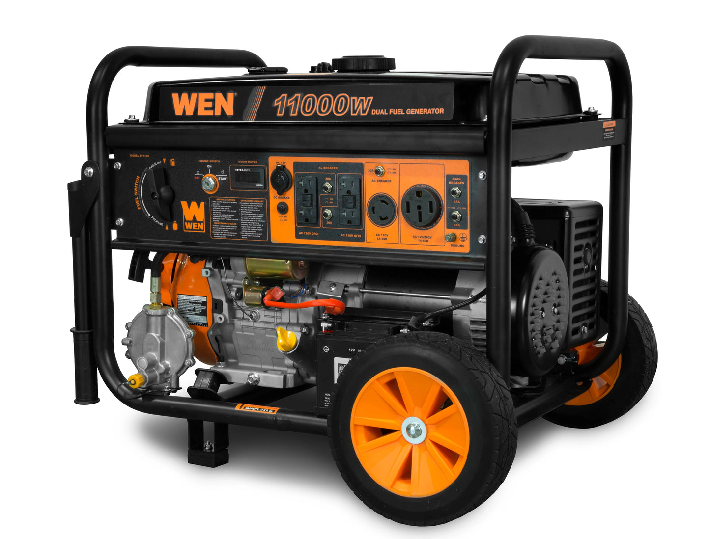 WEN 11,000-Watt 120V/240V Dual Fuel Portable Generator with Wheel Kit and Electric Start &#8211; CARB Compliant