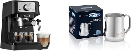 De&#39;Longhi Stilosa Manual Espresso Machine  Latte &#038; Cappuccino Maker  15 Bar Pump Pressure + Milk Frother Steam Wand  Black / Stainless  EC260BK