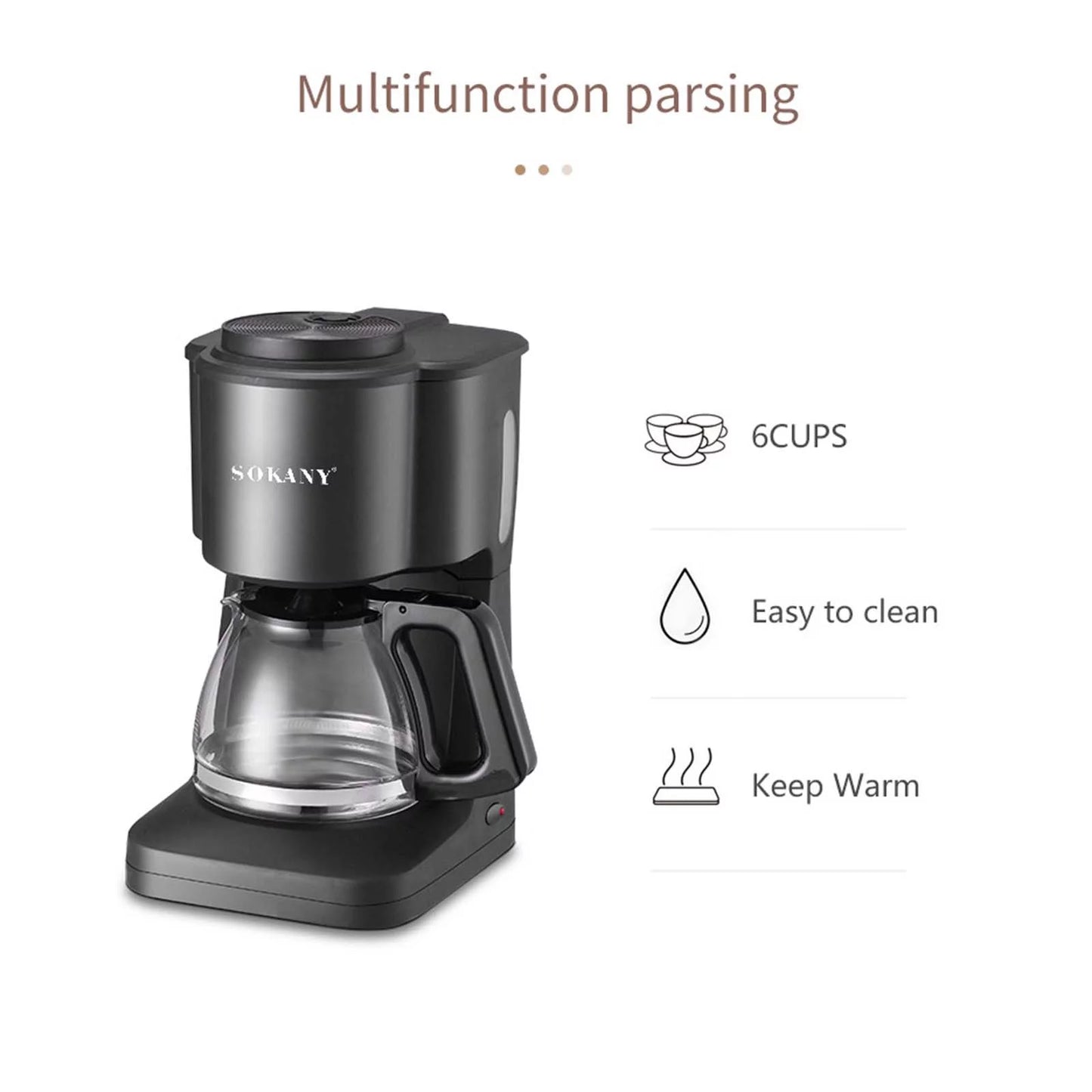 Wovilon Cups Small Coffee Maker, Compact Coffee Machine with Reusable Filter, Warming Plate and Coffee Pot for Home and Office