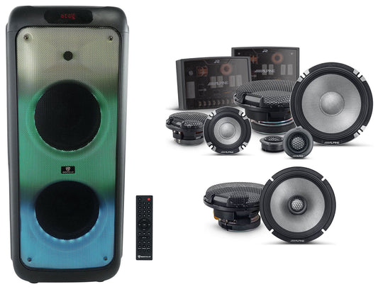 2 Alpine R2-S65 6.5&#8243; 2-Way+R2-S653 Component Car Speakers+House Party Speaker