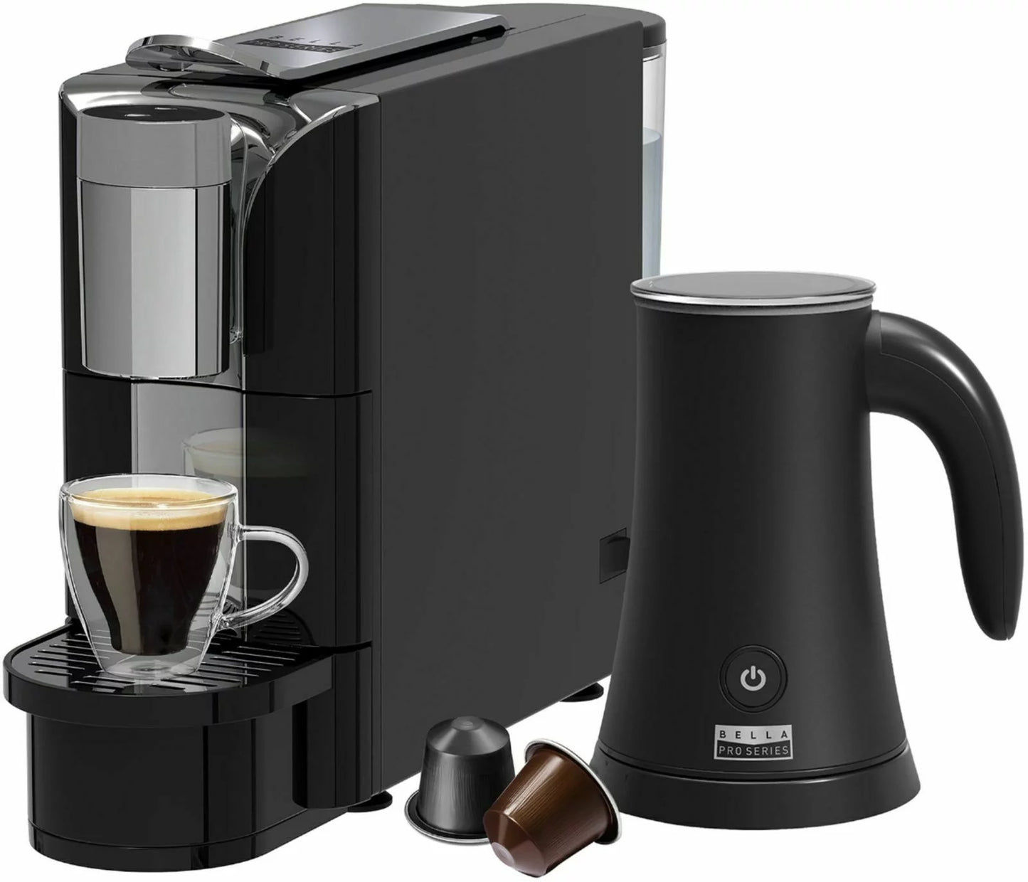 Bella Pro Series &#8211; Capsule Coffee Maker and Milk Frother &#8211; Black &#8211; new (bb)