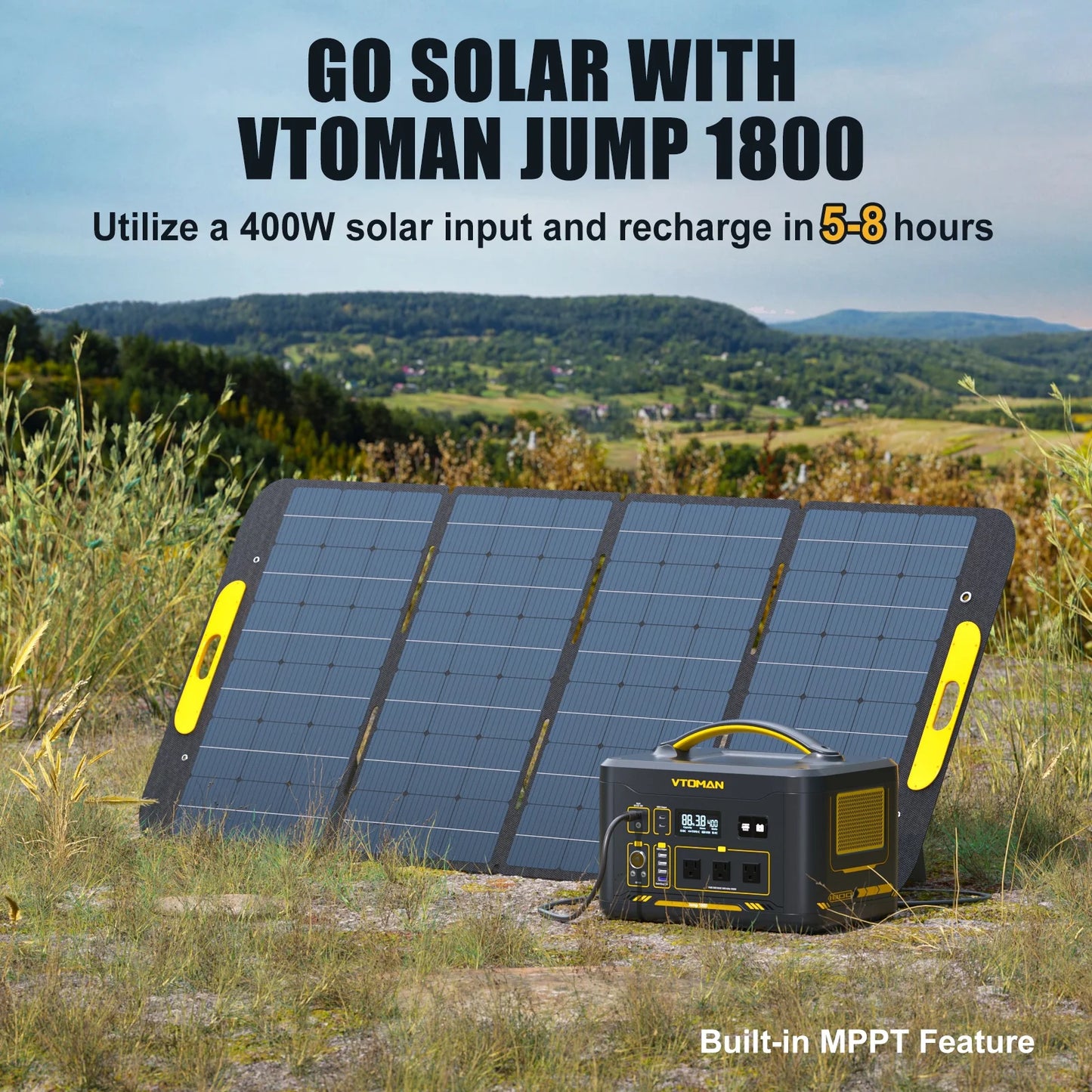 VTOMAN Jump 1800 Portable Power Station 1800W(3600W Peak), 1548Wh LFP Battery Generator with AC/DC/USB/Car Ports, Jump Starter, for Outdoor Camping, RV/Van, Traveling, Fishing, Blackout, Emergencies