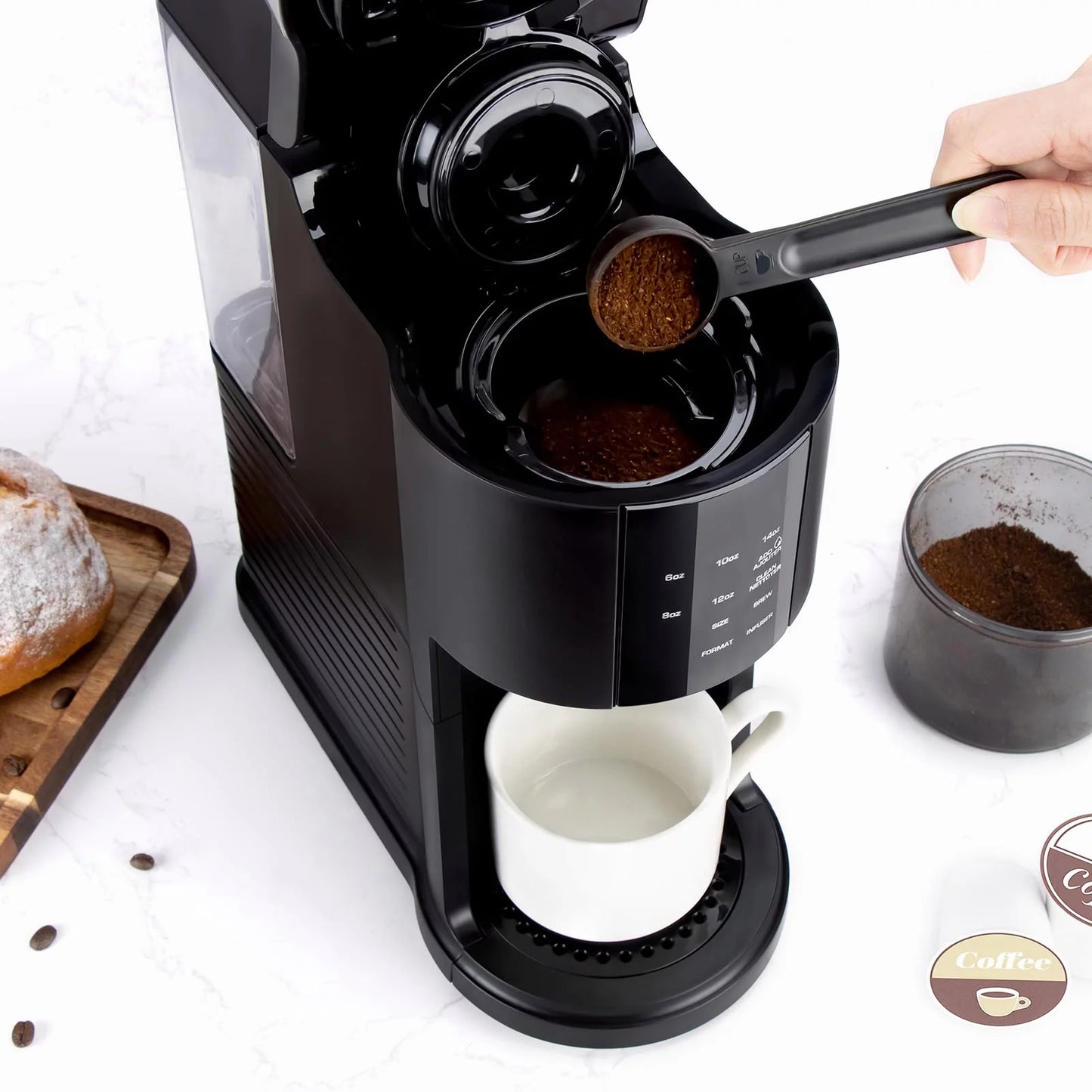 VIMUKUN Single Serve Coffee Maker for K-Cup Pod and Ground Coffee, 6 to 14 oz Brew Sizes, 40 oz Removable Water Reservoir, Single Cup Coffee Brewer with Self-cleaning Function