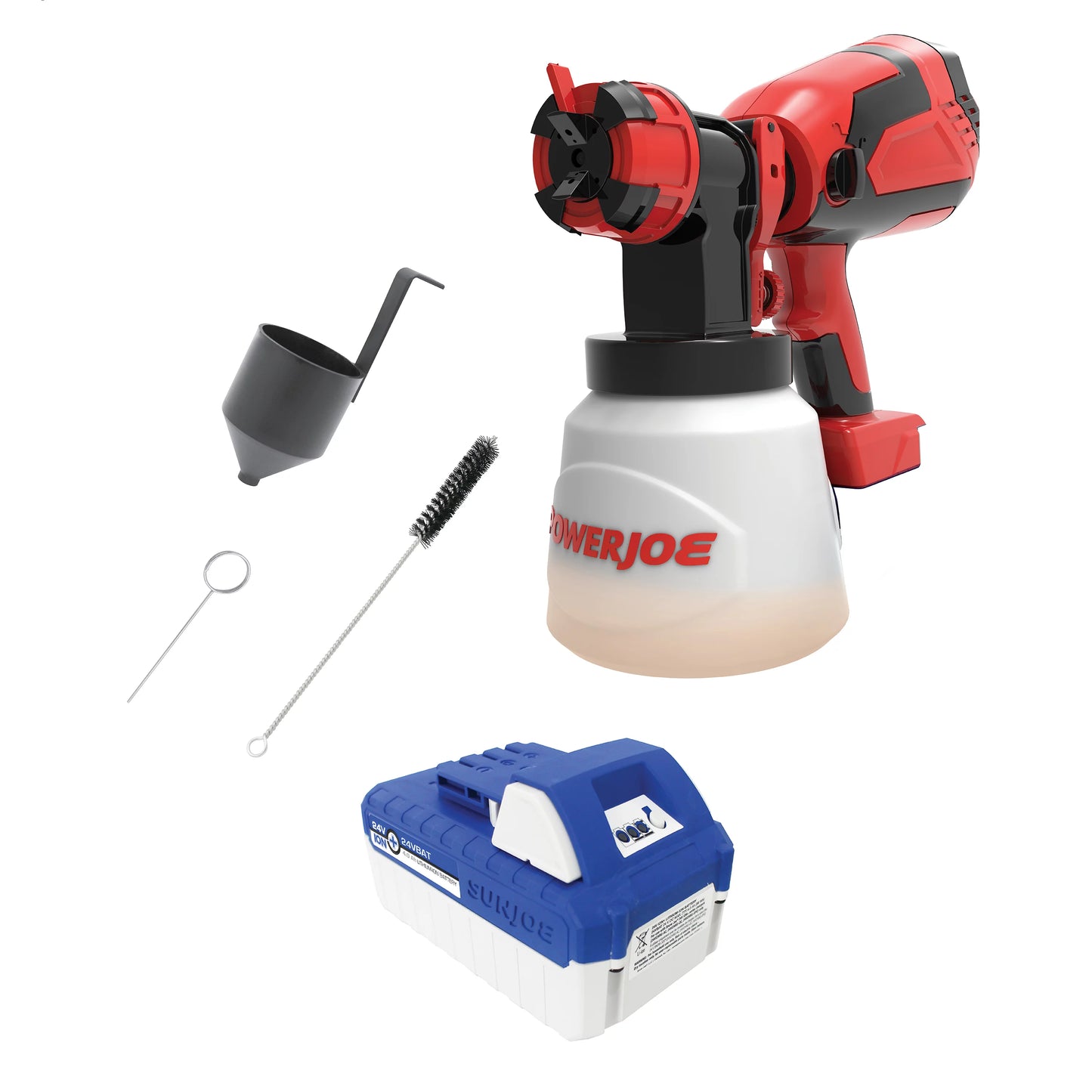 Sun Joe 24V Cordless HVLP Handheld Paint Sprayer Kit, 3 Spray Patterns, 4.0-Ah Battery + Charger