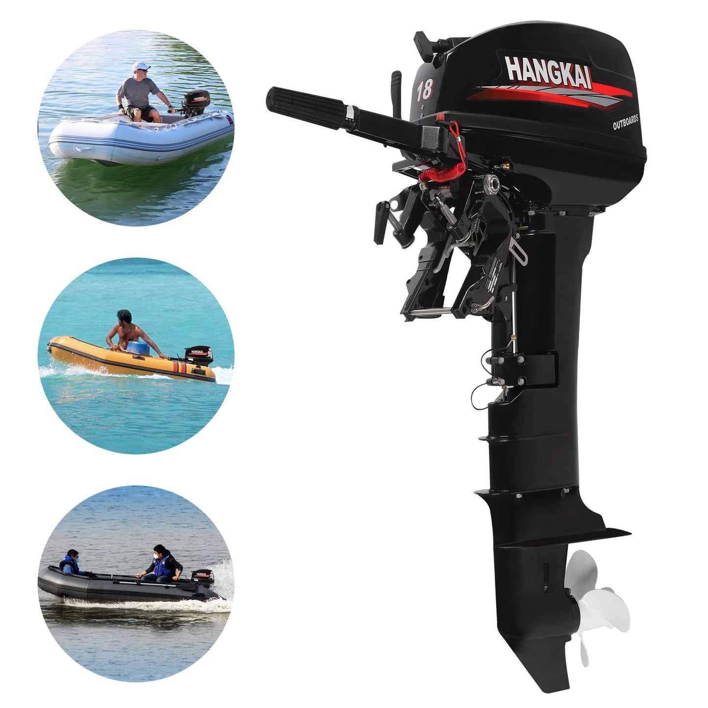 YIYIBYUS 18HP 2-Stroke Outboard Motor Aluminum Alloy Fishing Boat Motor w/ Water Cooling CDI 246CC Long Shaft