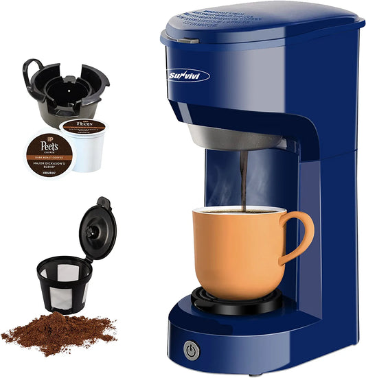 Superjoe Single Serve Coffee Maker for Capsule Pod and Ground Coffee,Coffee Machine with 30 oz Removable Reservoir 1000 W Fast Black Coffee Brewer