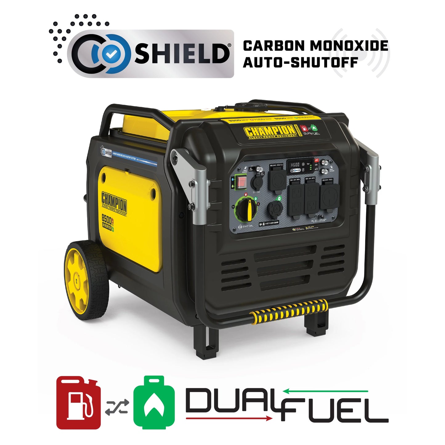 Champion Power Equipment 8500-Watt Electric Start Dual Fuel Inverter Generator with Quiet Technology, CO Shield