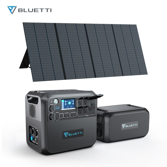 Bluetti Portable Power Station AC200MAX and B230 External Battery Module, With 1pcs 350W Solar Panel,2200W AC Output Solar Generator for Home Use, Power Outage, Road Trip