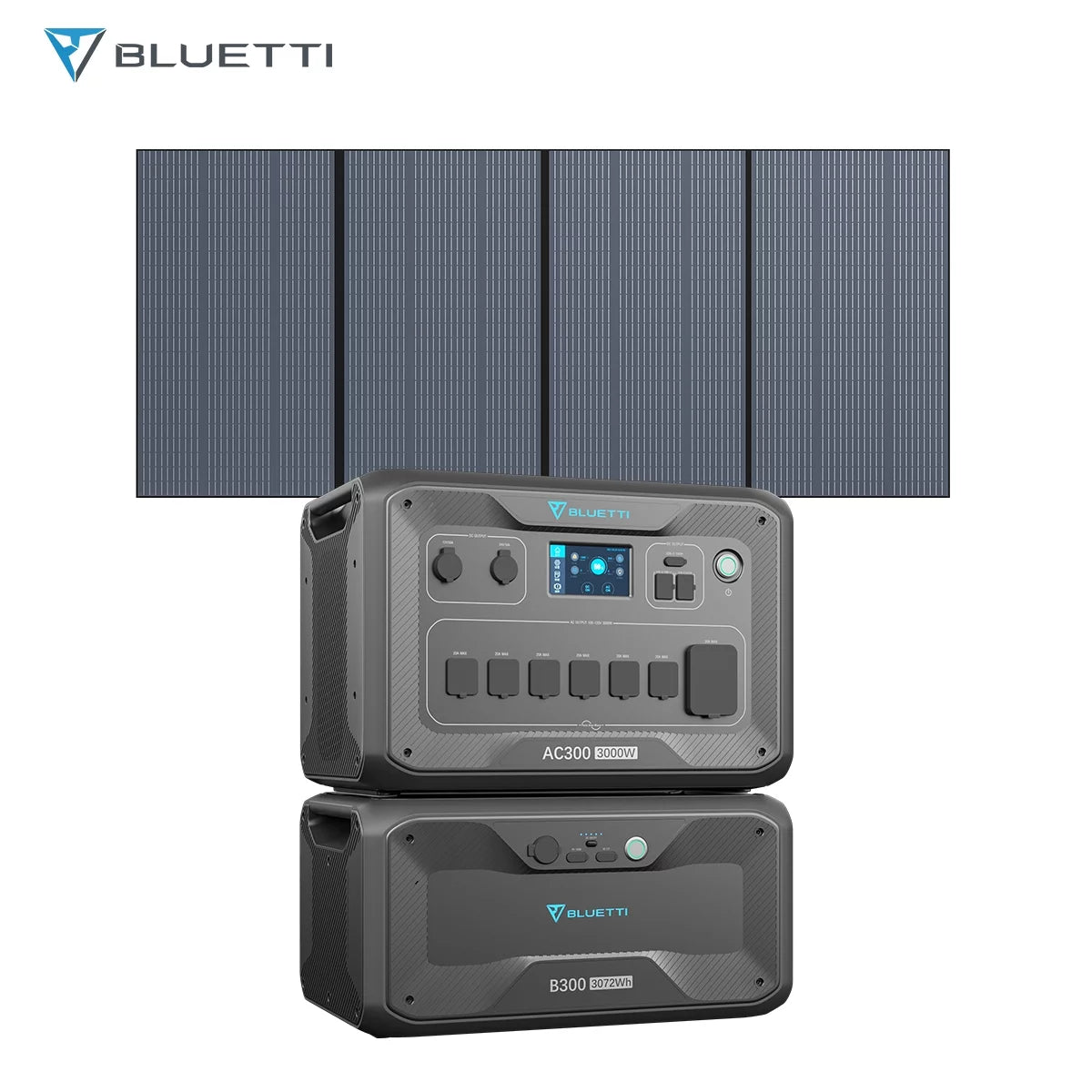 Bluetti 3000W Solar Generator AC300&#038;B300 Modular Power System With 1Pcs 350W Solar Panel ,UPS Battery Backup for Home Emergency Power Outage Off Grid, New