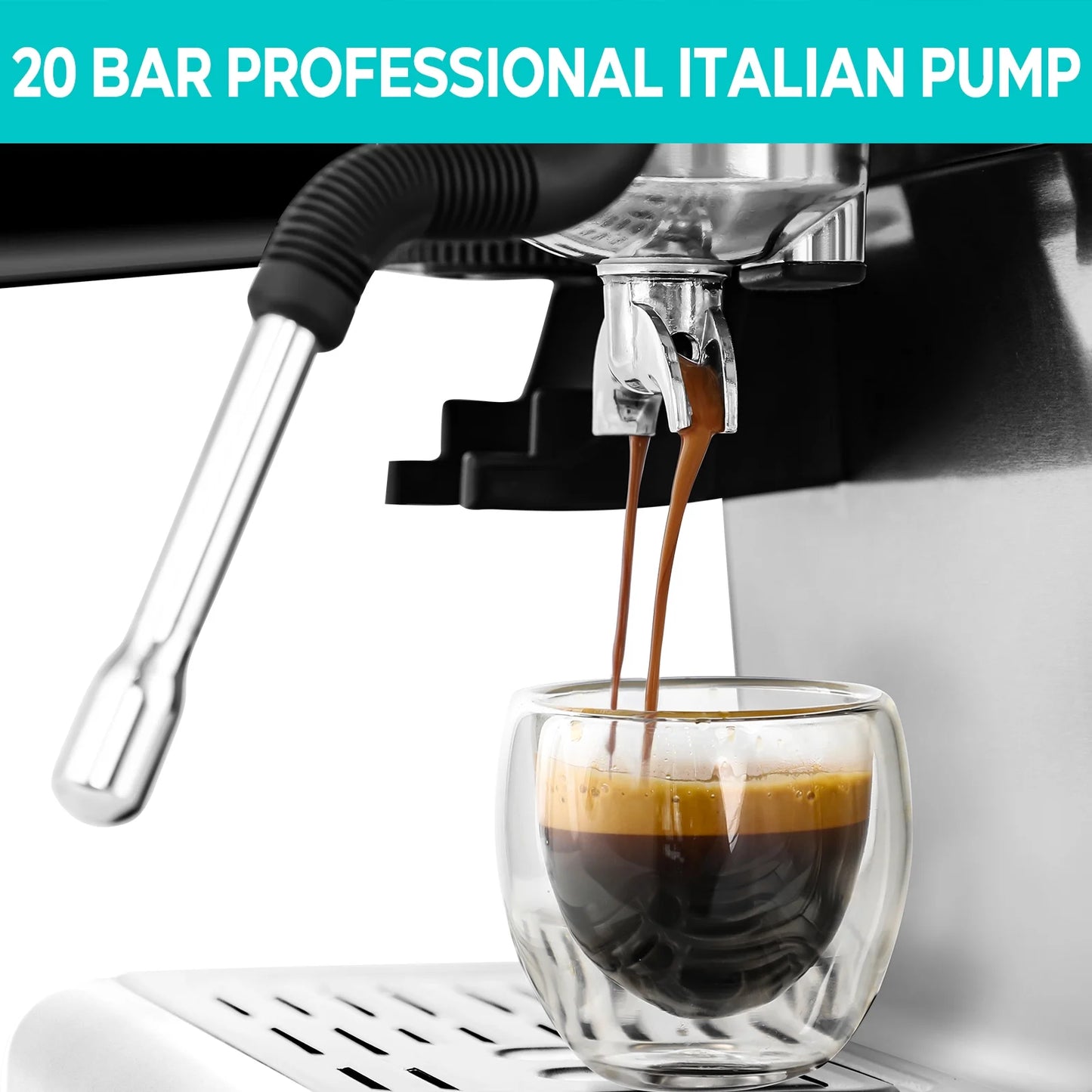 CASABREWS 20 Bar All-in-one Precision Espresso Machine, Build in Grinder, W/ 92oz Water Tank, Stainless Steel