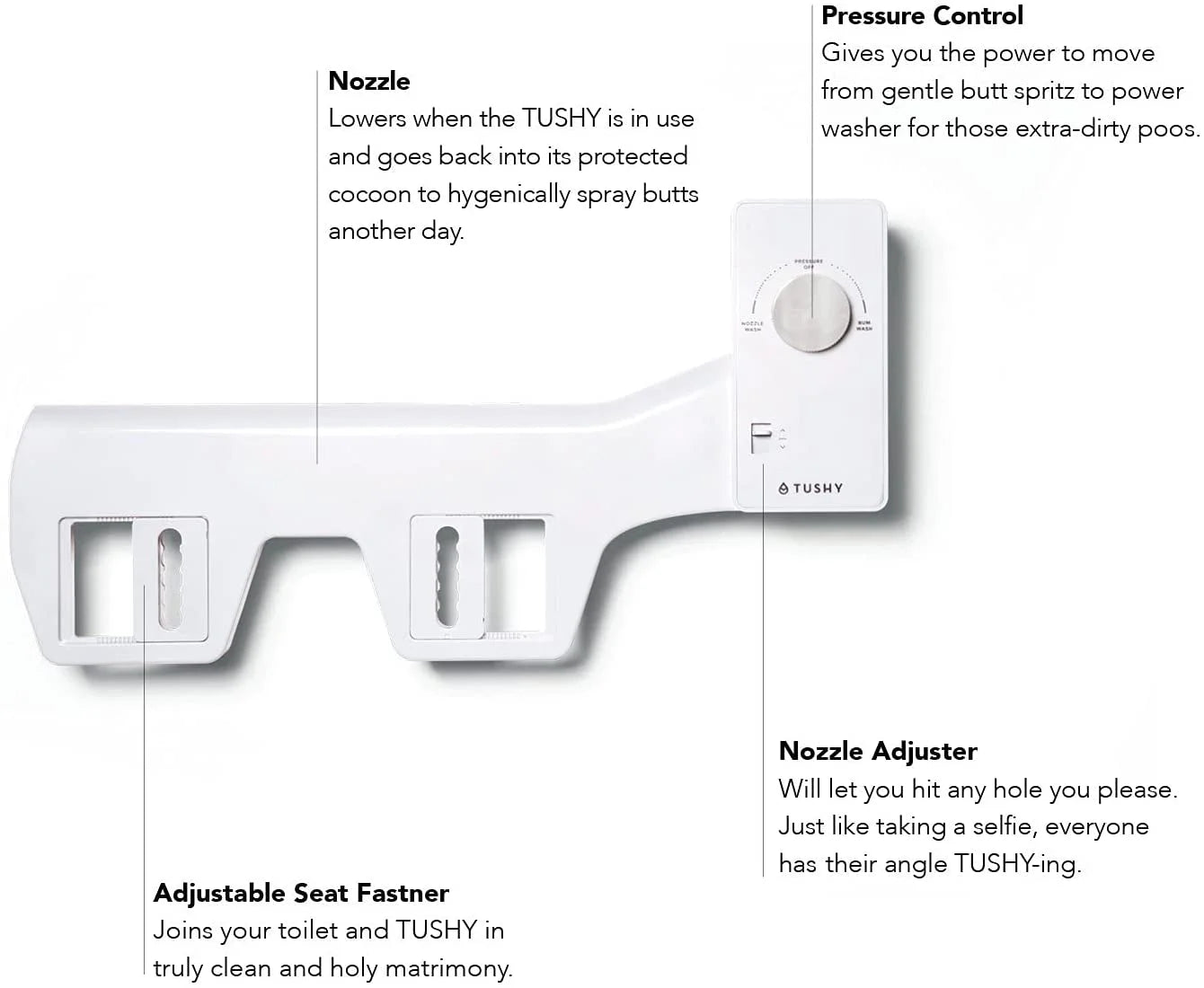 TUSHY Classic 2.0 Bidet Toilet Seat Attachment, White &#038; Silver