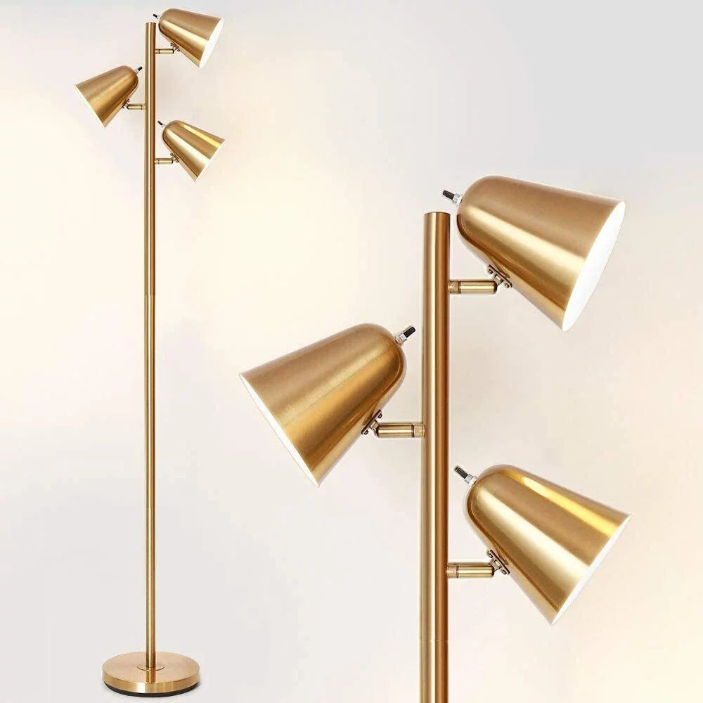 Adjustable Floor Lamp with 3 Light for Living Room Gold