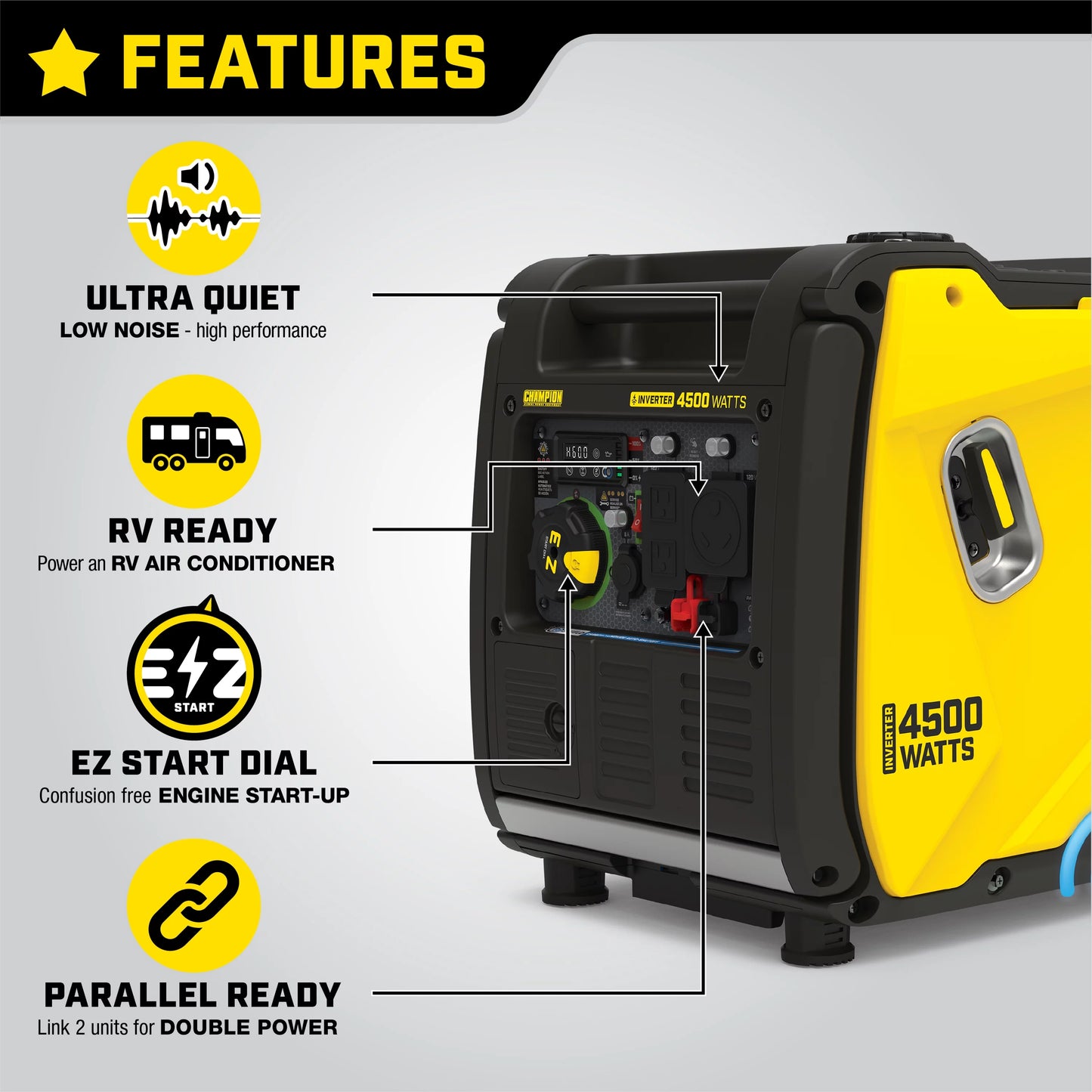 Champion Power Equipment 4500-Watt Wireless Remote Start Inverter Generator with CO Shield