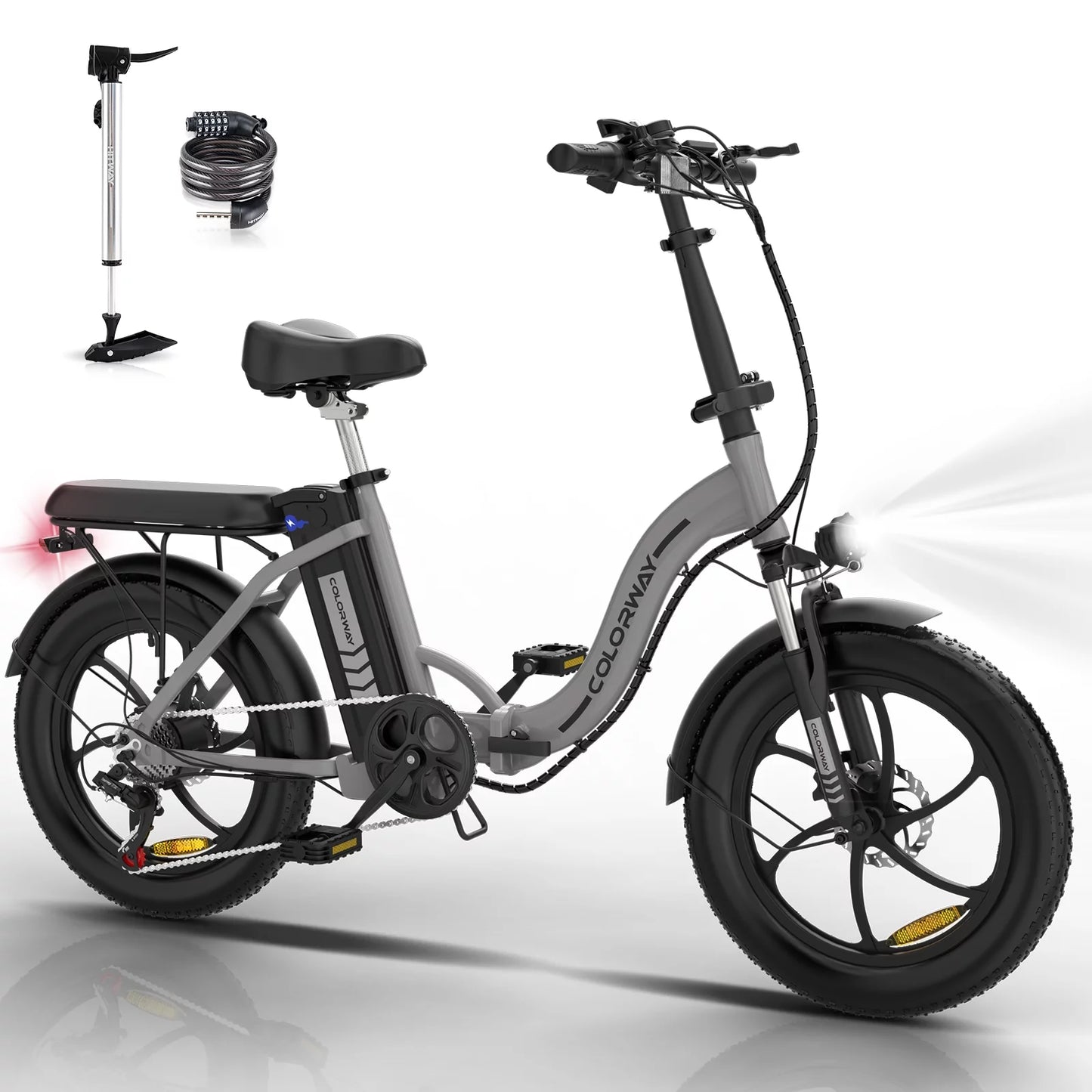 COLORWAY 500W Electric bicycles, 20&#215;3.0in Fat Tire Eleictric Bike, 11.2Ah/36V E-Bike, 7-SHIMANO 19.9MPH Bicycle for Teenager and Adults-BK6M