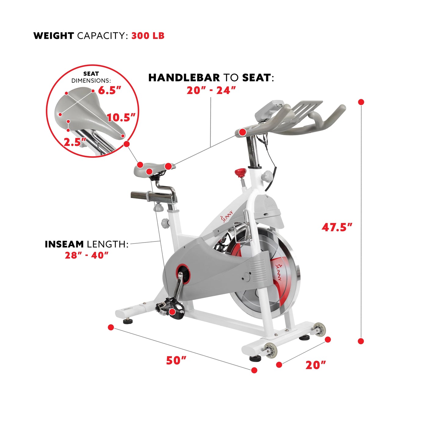 Sunny Health &#038; Fitness Magnetic Belt Drive Indoor Premium Stationary Studio Cycling Exercise Bike Trainer for Home, SF-B1876