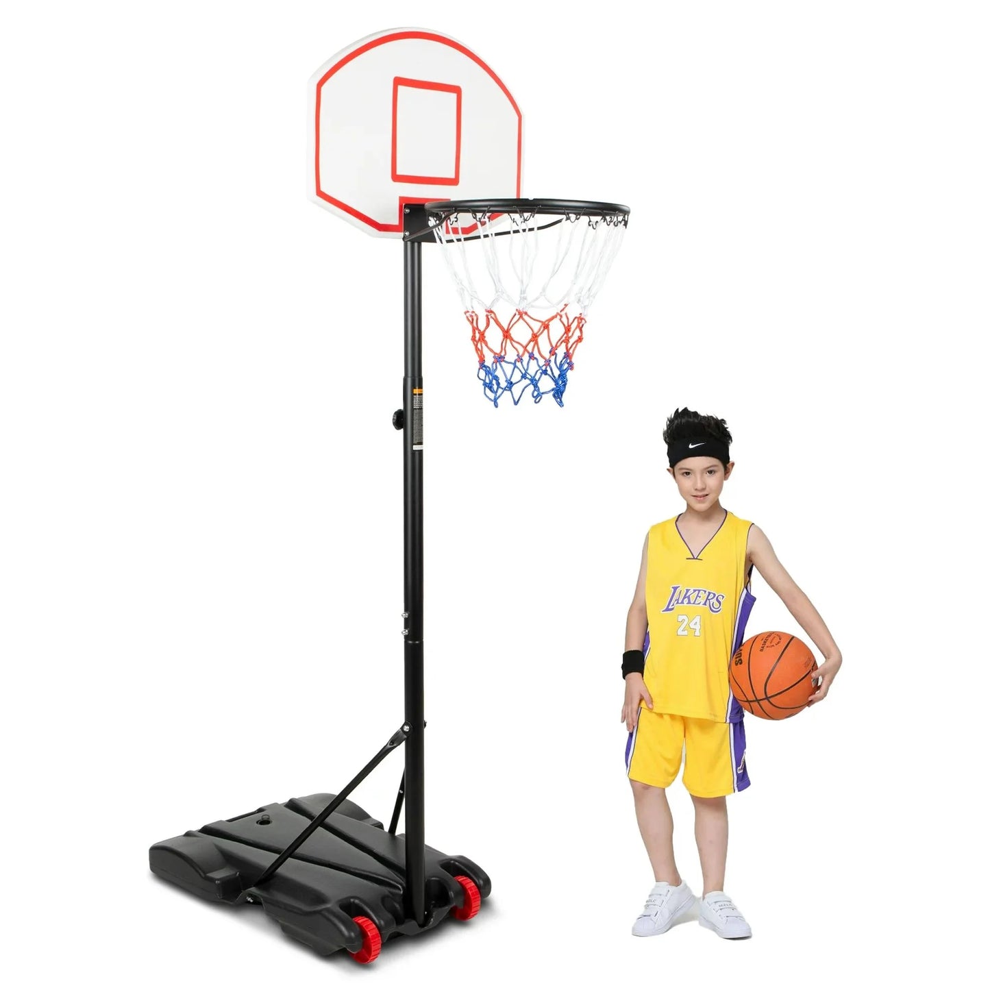 SUGIFT Portable Basketball Hoop Kids Height-Adjustable(5.5ft-6.8ft) with Wheels &#8211; Black