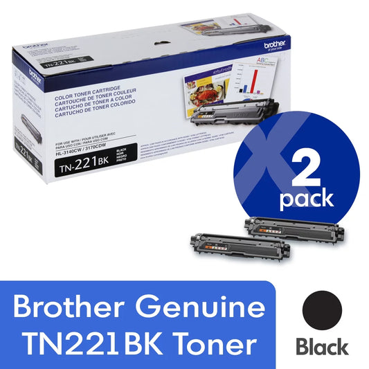 Brother Genuine Standard-Yield Black Toner Cartridge Twin Pack TN221 2PK Laser &#8211; Standard Yield &#8211; 2500 Pages Black (Per Cartridge) &#8211; 2 Pack