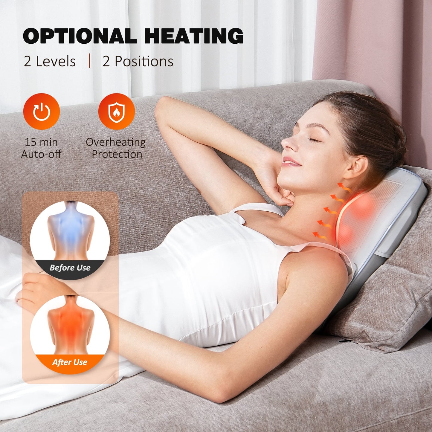 Back Massager with Heat, Rechargeable Cordless 3D Shiatsu Massager for Neck, Back, Shoulder &#038; Leg Pain Relief Deep Tissue, Gifts for Men Women