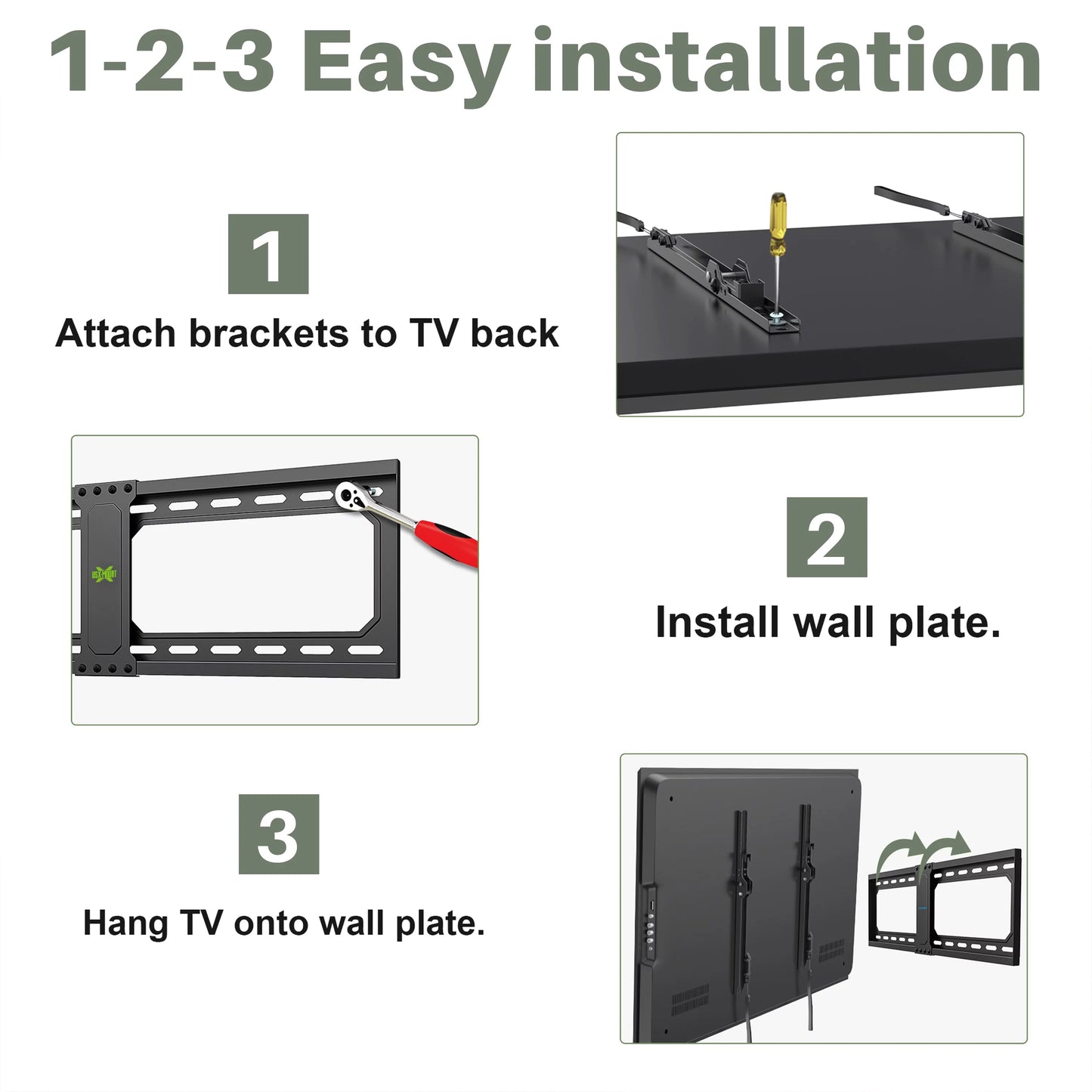 USX MOUNT Large Tilting TV Wall Mount for 37-82&#8243; Flat Screen TVs, Max VESA 600x400mm Hold up to 132LBS, 24&#8243; Wood Stud