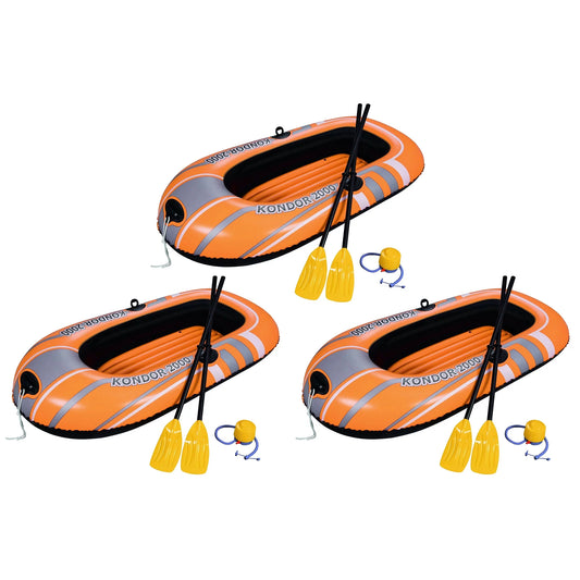 Bestway 77&#215;45 Inches HydroForce Inflatable Raft Set with Oars and Pump (3 Pack)