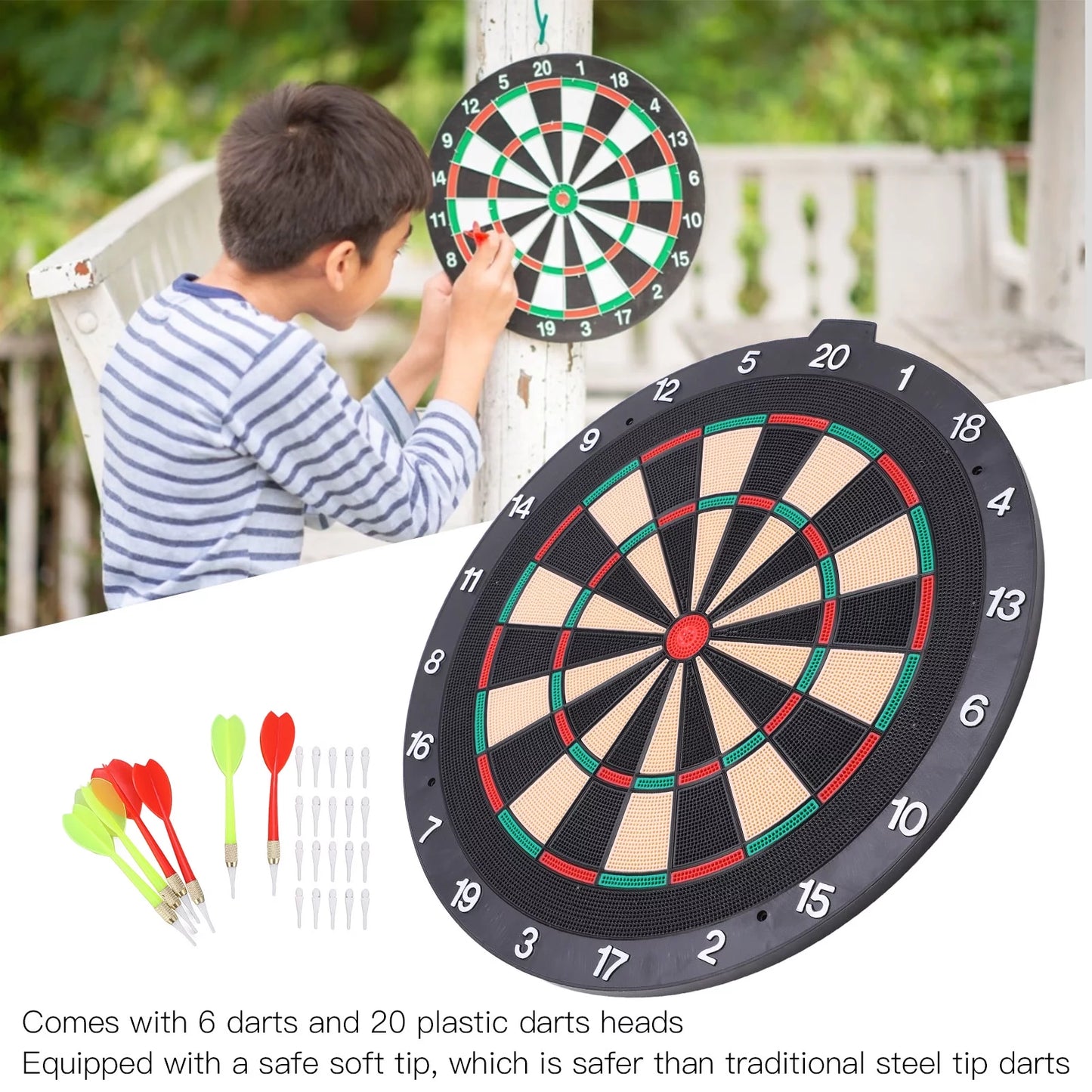 BuyWeek Excellent Darts Set Interesting Safety Toys 2 Installation Methods Complete Dart Game Gift for Office Relaxing Sport &#038; Family Leisure Time