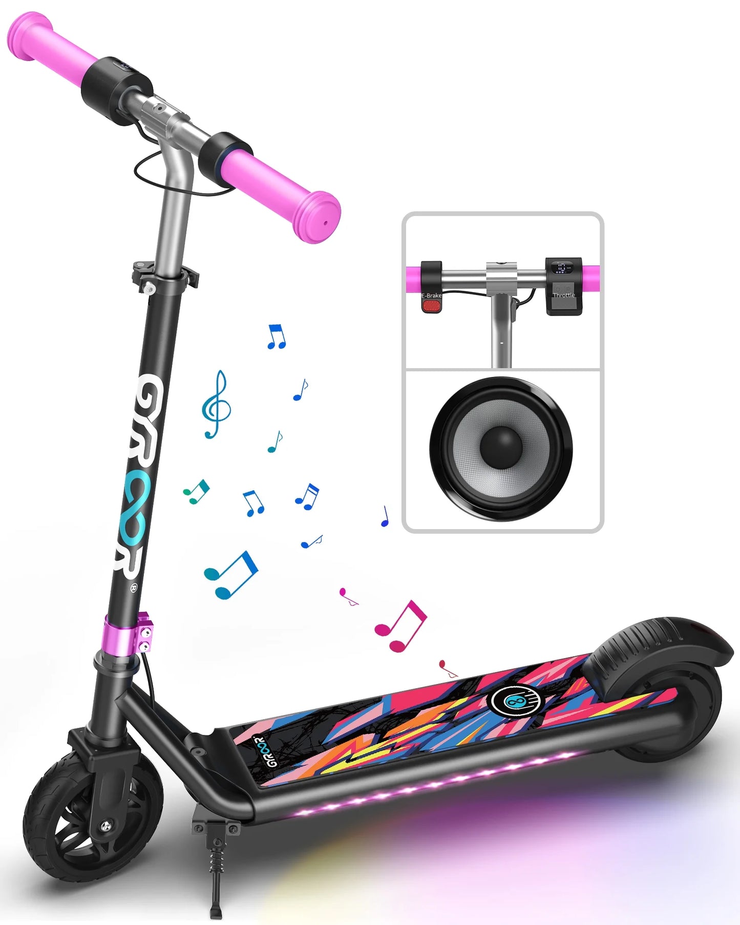 Urbanmax Electric Scooter for Kids, 150W Motor 10mph Speed Electric Scooter with Adjustable Handlebar and LED Lights