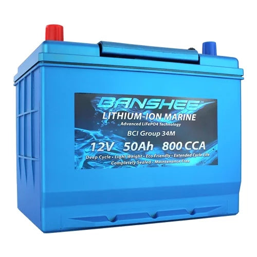 Deep Cycle Lithium Ion Marine Battery Group 34 Dual Terminal Replaces Optima 34M Blue Top 800CCA