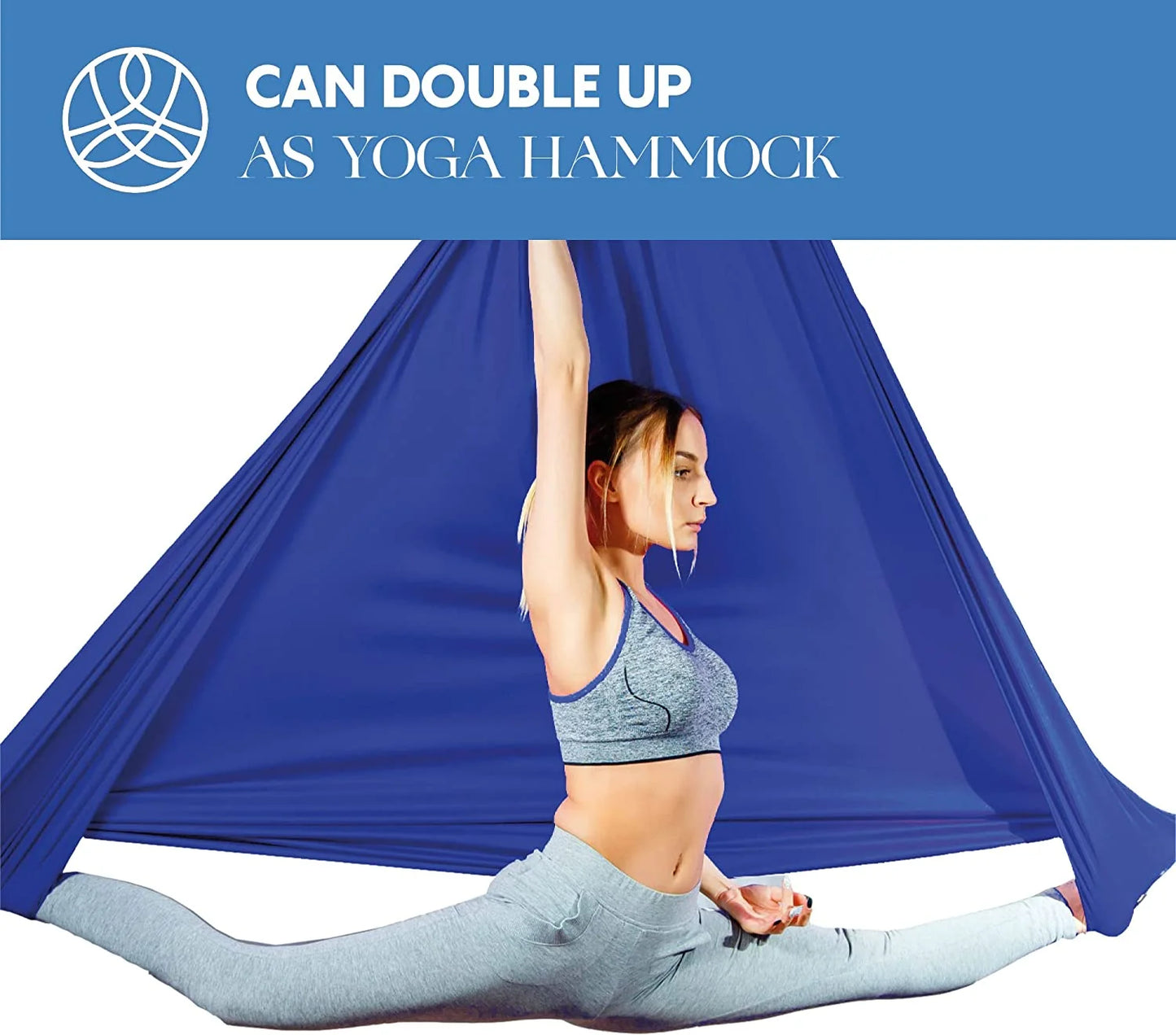 Aum Active Aerial Yoga Swing Silks &#038; Silk Sling Set &#8211; Navy, 9yd