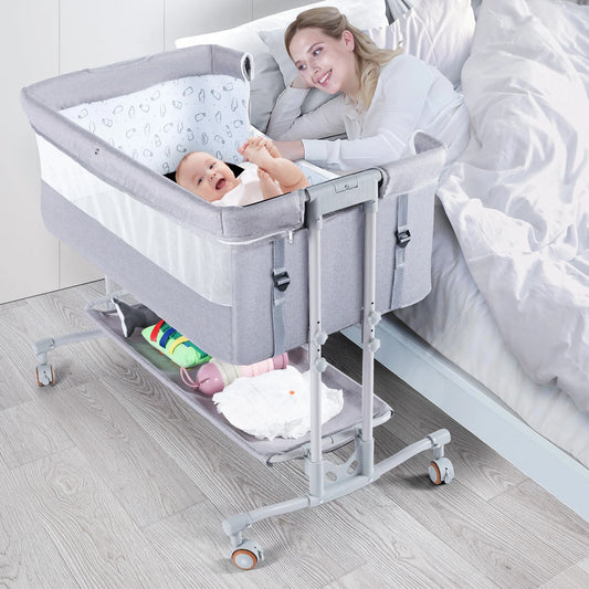 TEAYINGDE Baby Bassinet Bedside Sleeper Bassinet For 0-6 months Baby Unisex (Dark Gray)