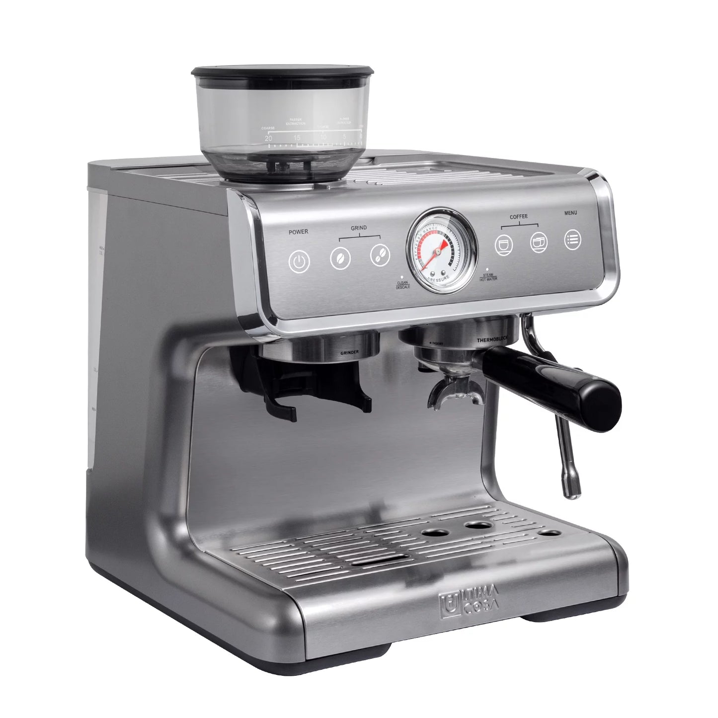 Ultima Cosa New Presto Bollente Semi-Automatic Espresso Machine &#8211; Silver &#8211; 2 Litre Water Tank