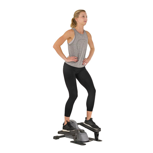 Sunny Health &#038; Fitness Compact Magnetic Standing Elliptical Machine w/ Handlebars &#8211; Portable Workout Stepper for Home, SF-E3988