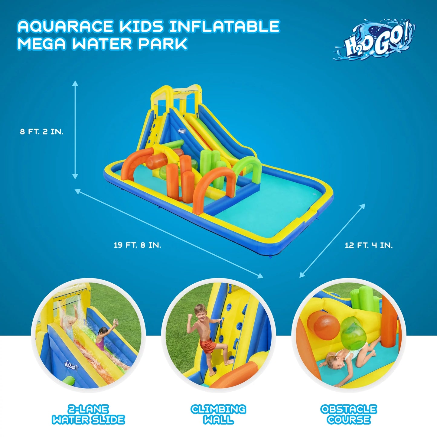 Bestway H2OGO! AquaRace Kids Inflatable Outdoor Water Park with Air Blower