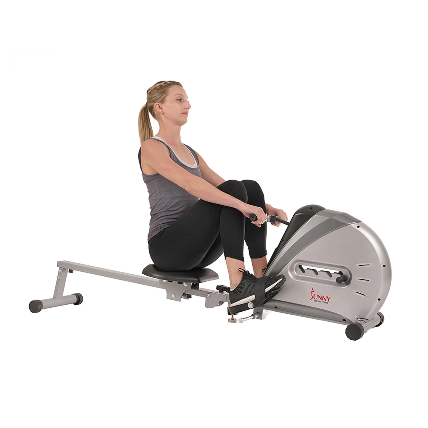 Sunny Health &#038; Fitness Elastic Cord Rowing Machine Rower with LCD Monitor for Full Body Gym Workouts at Home Exercise, SF-RW5606