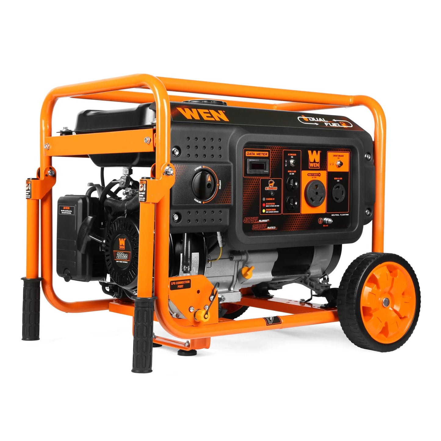 WEN 4375-Watt Dual Fuel Portable Generator with Wheel Kit and CO Shutdown Sensor