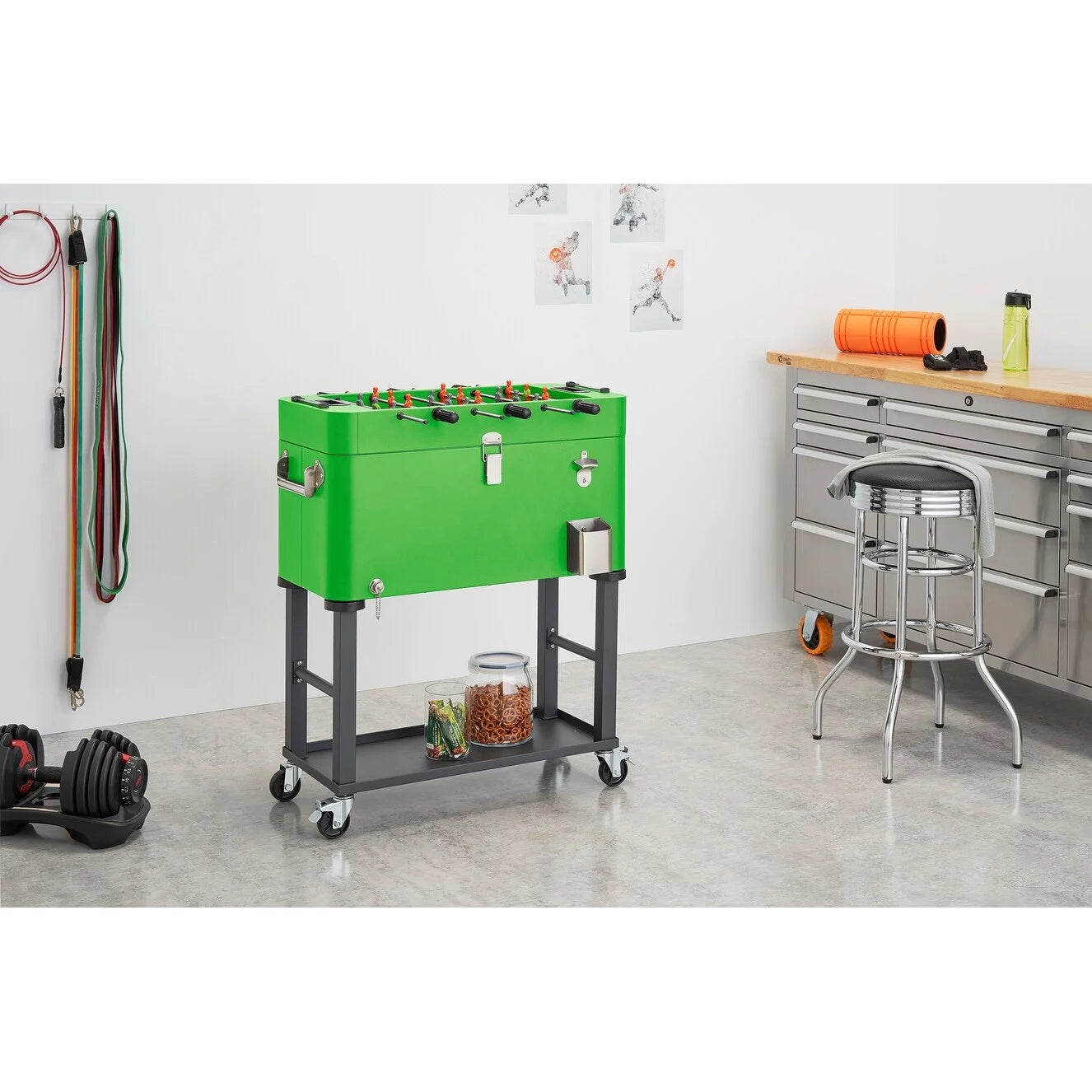 TRINITY 80 QT Foosball Cooler w/ Detachable &#8211; Green