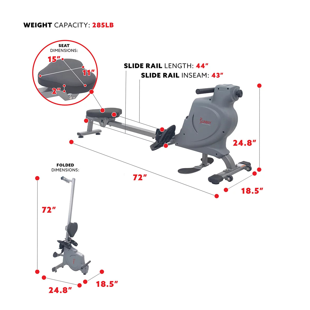 Sunny Health &#038; Fitness Dual Rower Rowing Machine &#8211; SF-RW5935