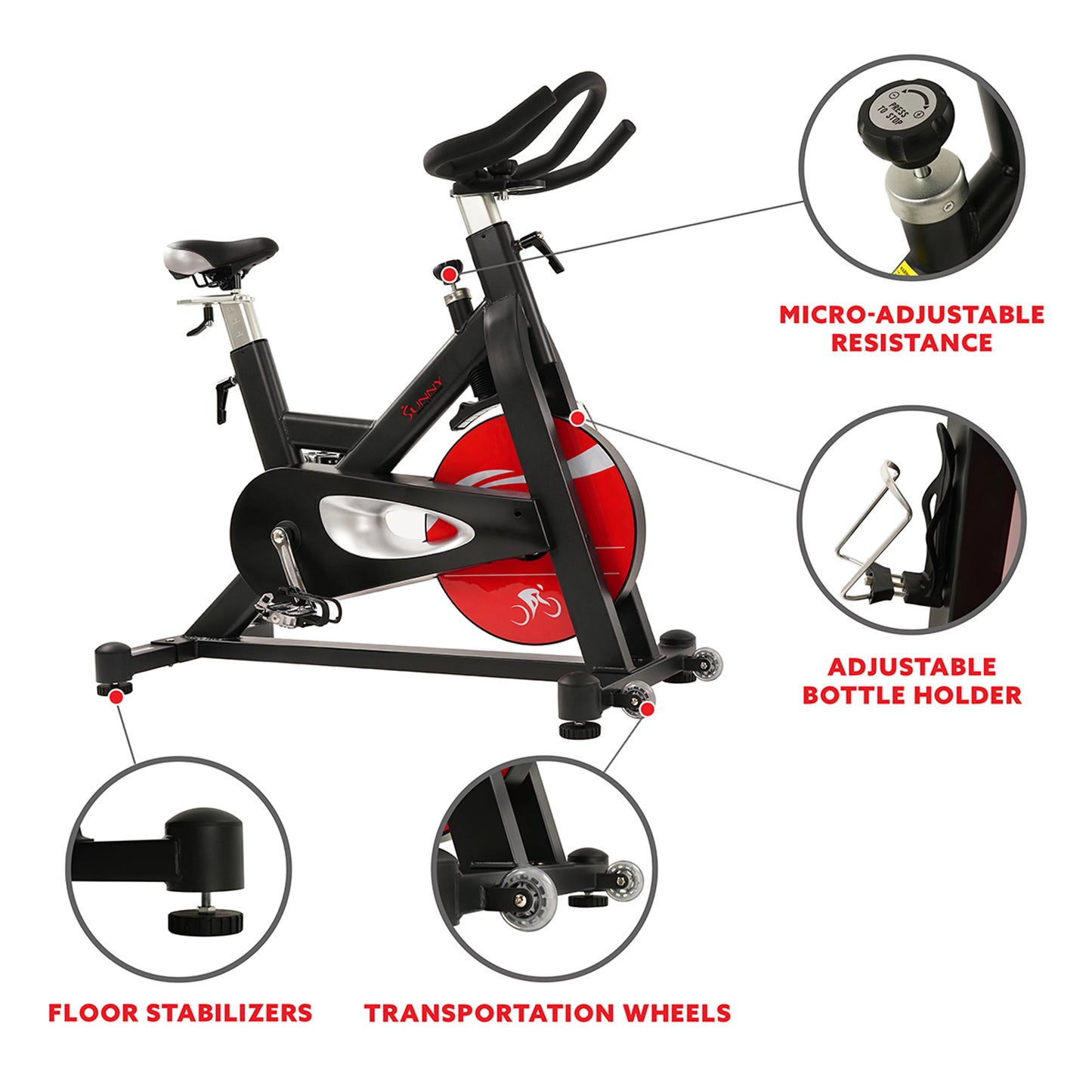 Sunny Health &#038; Fitness Evolution Pro Magnetic Indoor Cycling Exercise Bike, High Weight Capacity, Heavy Flywheel, SF-B1714