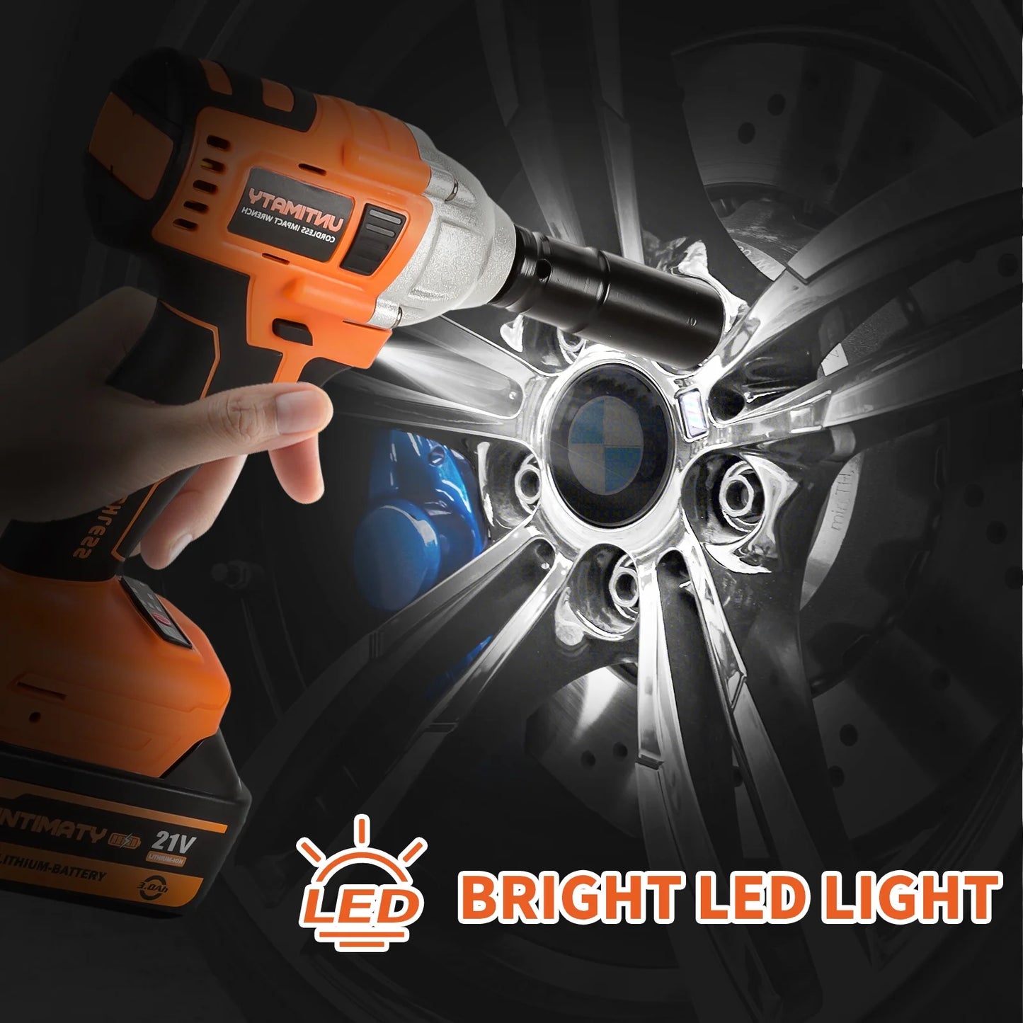 Cordless Impact Wrench, UNTIMATY 1/2 inch  Brushless Impact Gun, Max Torque 350 Ft-lbs??450N.m?? Impact Wrench with 20V Brushless Motor, with 3.0Ah Li-ion Battery &#038; 7 Sockets