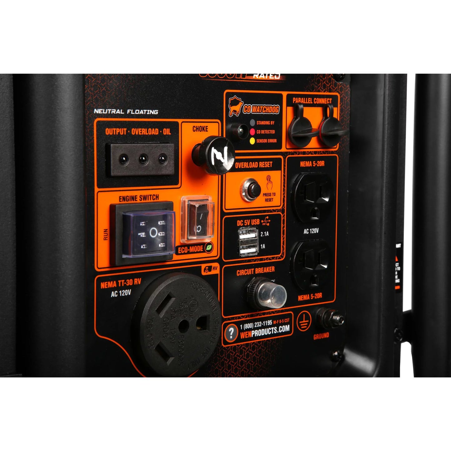 WEN RV-Ready 4000-Watt Dual Fuel Open Frame Inverter Generator with CO Shutdown Sensor