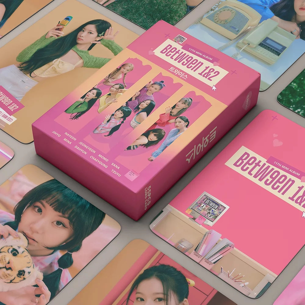 55Pcs TWICE LOMO Cards TWICE BETWEEN1 &#038; 2 Album Photo Poster MINI TWICE Album For Fans KPOP TWICE Merch TWICE 2023 Photo Album KPOP Merch For Fans TWICE MINI Poster