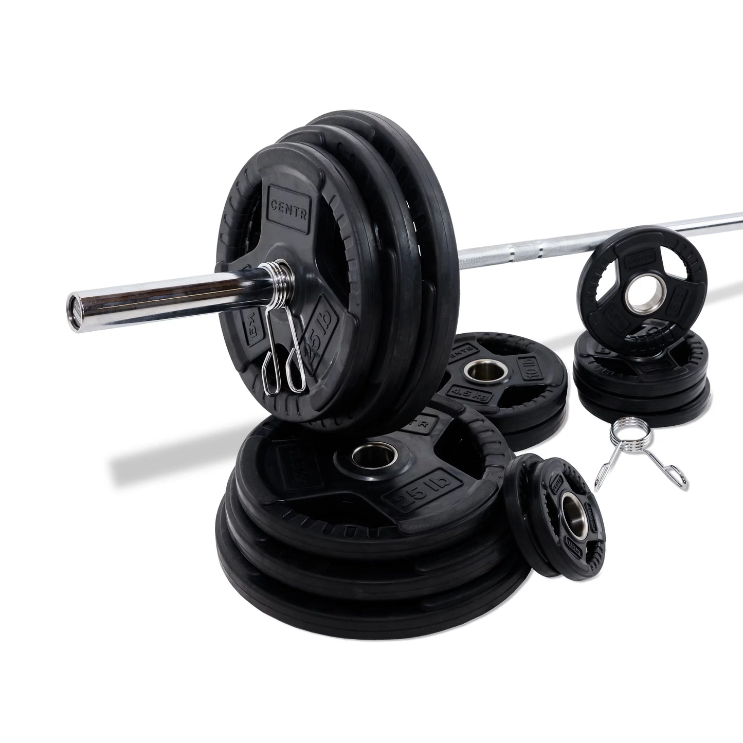 Centr By Chris Hemsworth Olympic Weight Set, 45 lbs Bar and 300 lbs Plates Included + 3-Month Membership