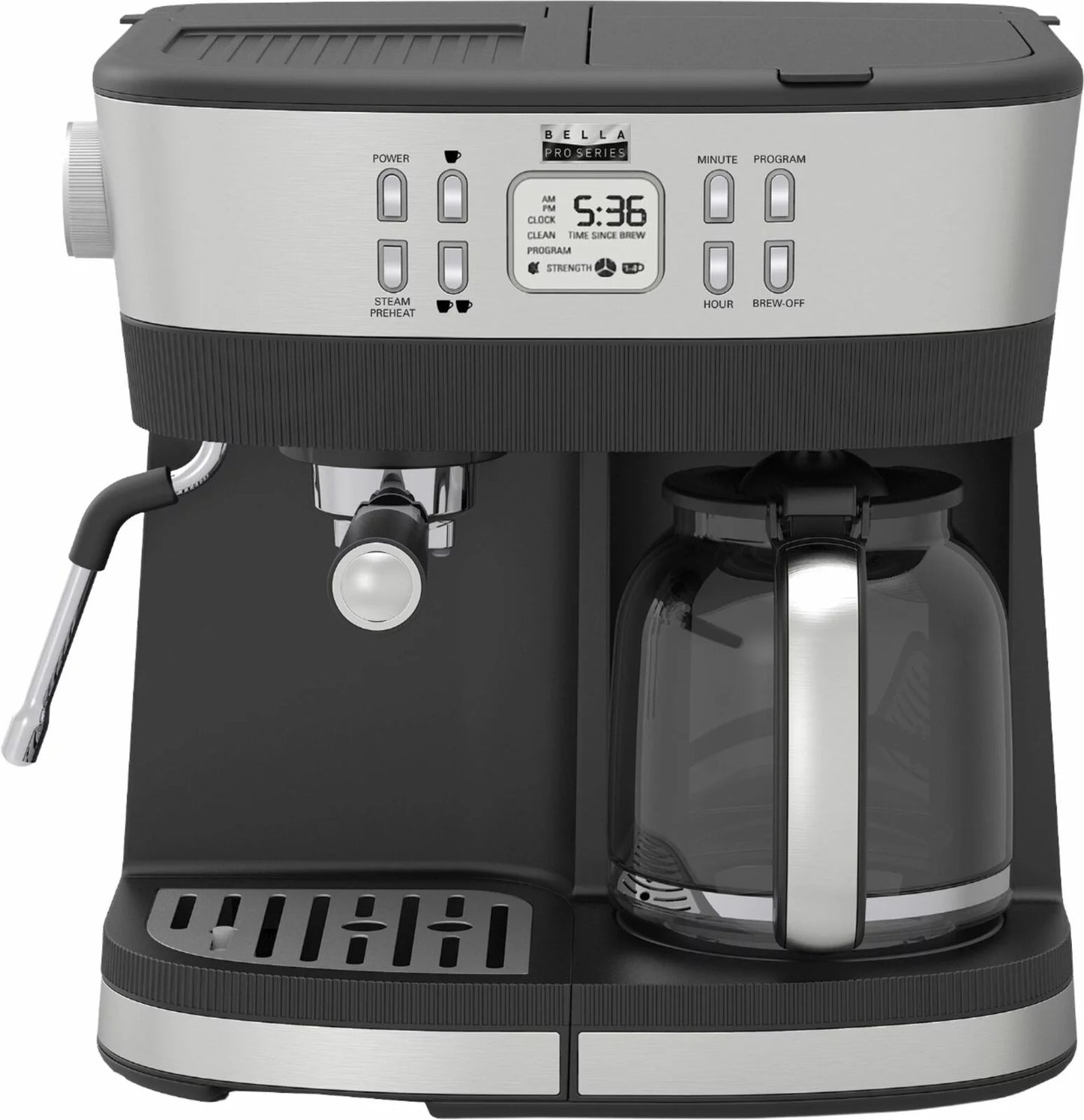 Bella Pro Series &#8211; Combo 19-Bar Espresso and 10-Cup Drip Coffee Maker &#8211; Stain..