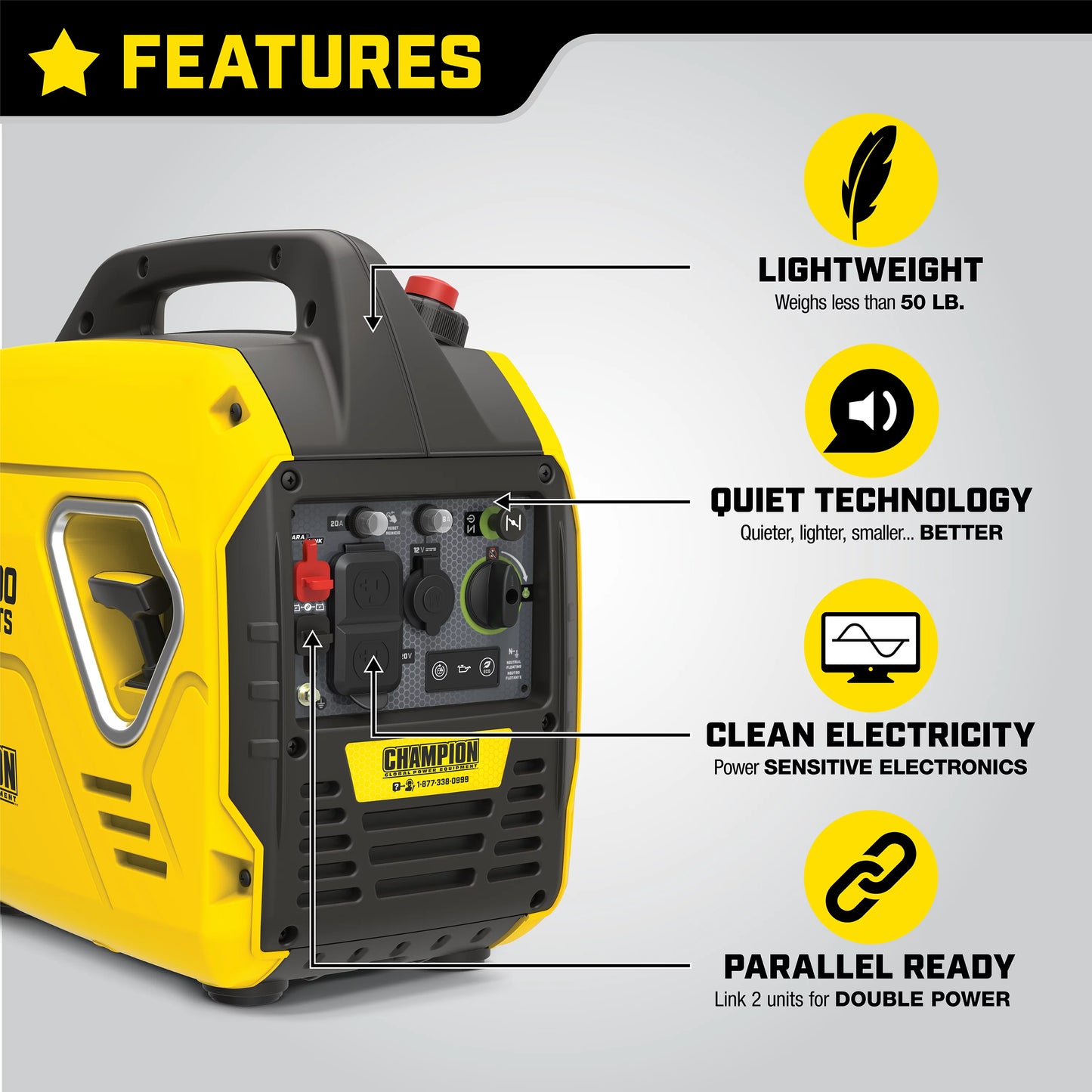 Champion Power Equipment 2000-Watt Ultralight Gasoline Portable Inverter Generator