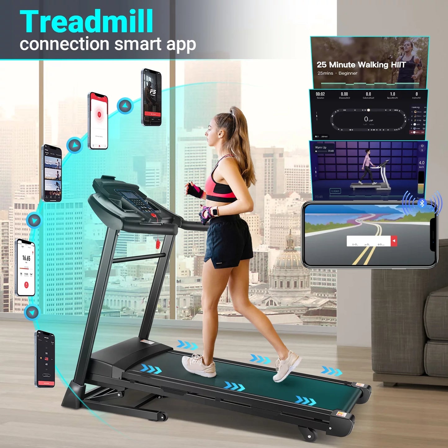 Treadmill with Auto Incline, Treadmill 300 lb Capacity with APP &#038; Bluetooth Audio Speakers, 3.25HP Ultra-Quiet &#038; Wide Electric Walking Running Machine for Home/Gym Cardio Use