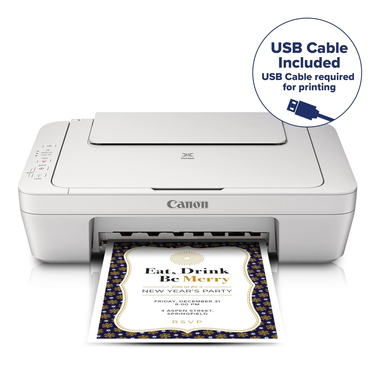 Canon PIXMA MG2522 Wired All-in-One Color Inkjet Printer [USB Cable Included], White